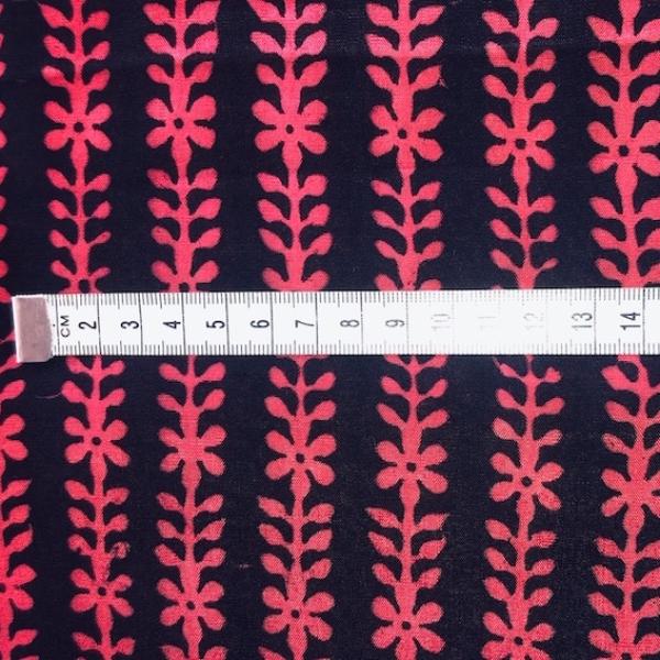 Hand Block Print aus Indien – PINK BLACK FLORAL Viskose